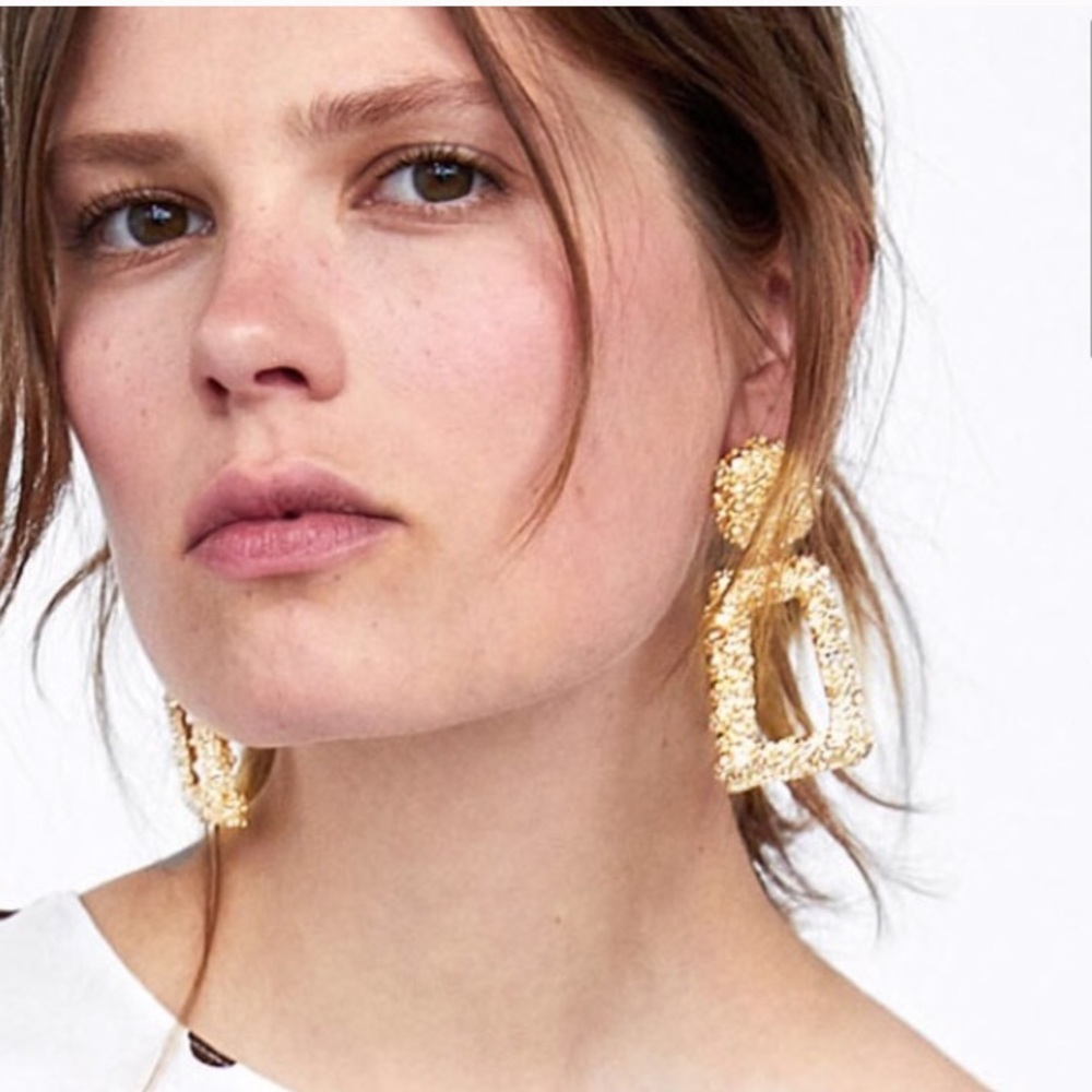 Textured Gold Statement Drop Earrings